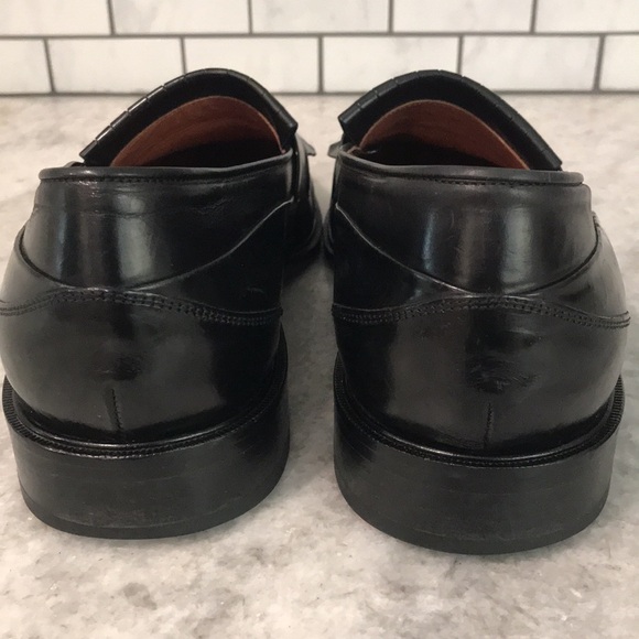 Bostonian Loafers Mens 13 Black Tassel Leather Shoes Luxe Made in Italy Classic - Picture 4 of 10